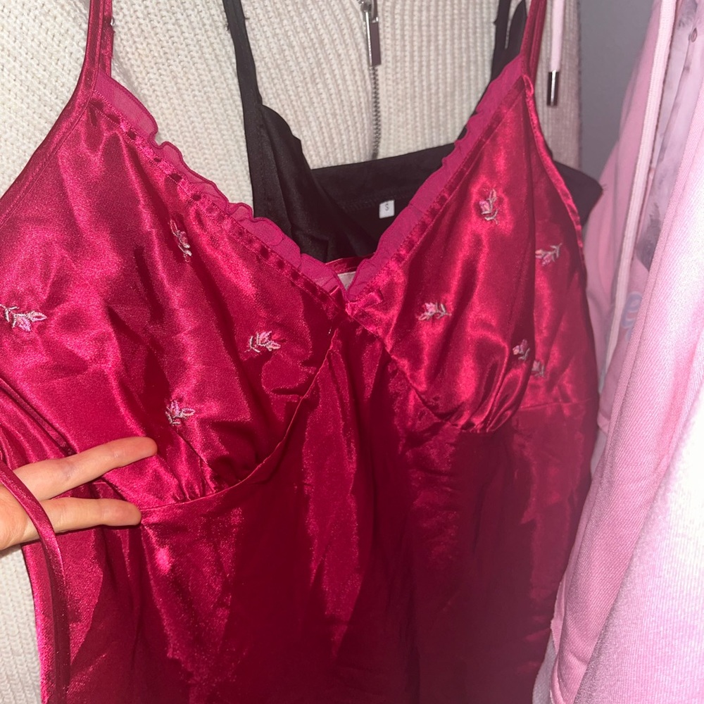 Cherry Red Satin Nightgown